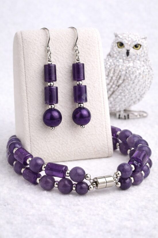 Dabīgo pērļu rotu komplekts "Pūces Maģija"